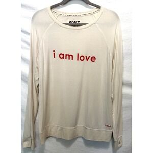 Peace Love World I Am Love Size Small Long Sleeve Off White T-shirt